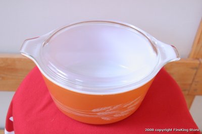 画像1: OLD PYREX レフリジレーターディシュOrangeWheat（ふた付き）(L)