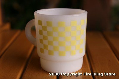 画像1: Fire-King スタッキングプリントマグ ブロックチェック7（Yellow）