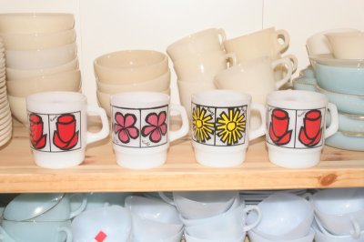 画像1: Fire-King スタッキングプリントマグDaisyフラワー（YELLOW）