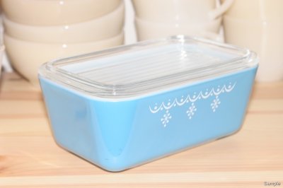 画像1: OLD PYREX レフリジレーターディッシュ（中）BLUE (Snow Flake)