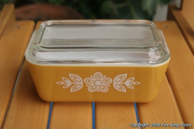 画像1: OLD PYREX レフリジレーターディッシュ（中）FLOWER