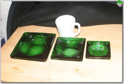 画像3: Fire-King アシュトレー灰皿（Green）3個セット
