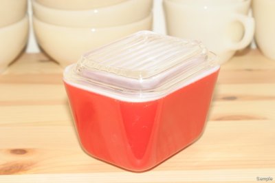 画像1: OLD PYREX レフリジレーターディッシュ（小）RED